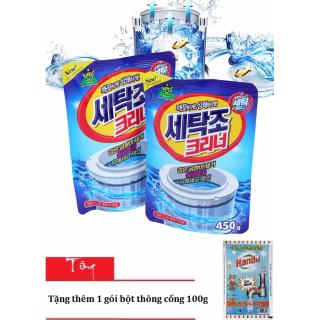 Bộ 2 gói bột tẩy vệ sinh lồng máy giặt Korea Sandokkaepi 450g tặng 1 gói bột thông cống 100g HH5H thumbnail