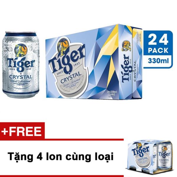 Bộ 2 thùng 24 lon bia Tiger Crystal 330 ml + Tặng 4 lon cùng loại