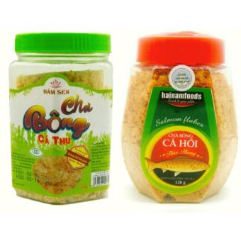 Combo 1 hộp Chà bông cá hồi loại hảo hạng (Hộp 120g) + 1 hộp chà bông cá thu (Hộp 170g)