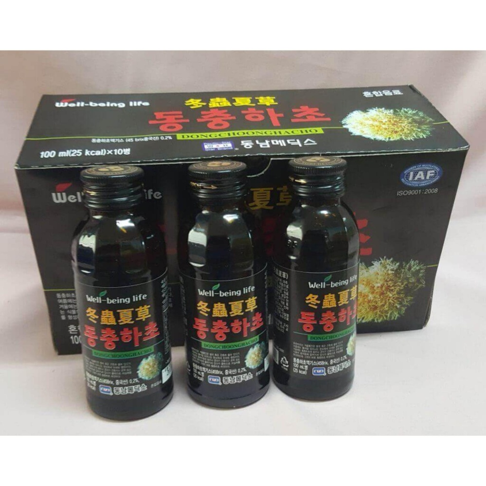 Nước Uống Đông Trùng Hạ Thảo Hàn Quốc Dạng Chai (hộp 10 chai x 100ml)