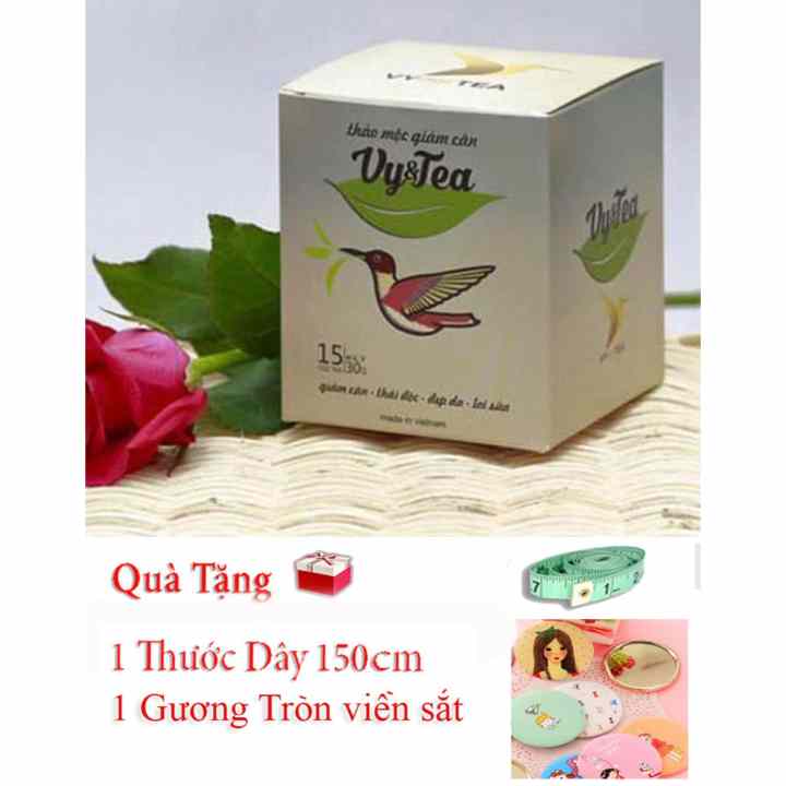 Trà thảo mộc giảm cân Vy & Tea + Tặng Gương Tròn+Thước dây 150cm