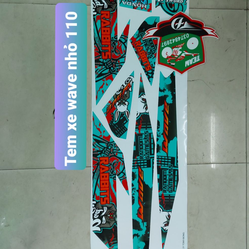 [HCM]Tem xe wave nhỏ 110 tem rời mẫu tem thỏ rabbit cao cấp