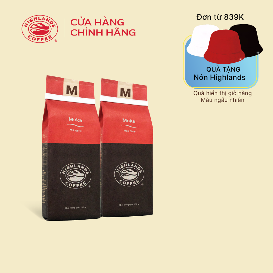 COMBO 2 gói Cà phê rang xay Moka Highlands Coffee 200g