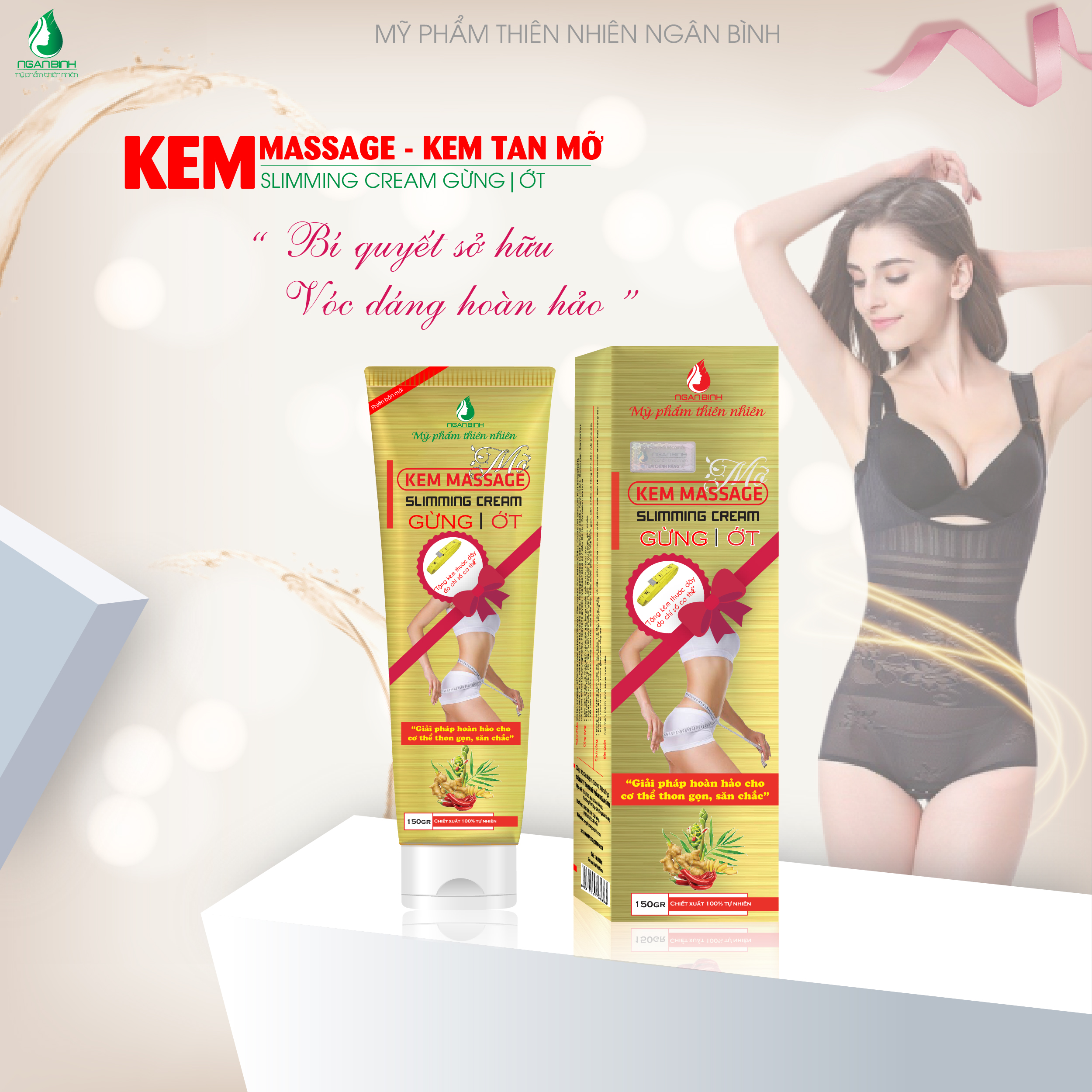 Massage Tan Mỡ Bụng Gừng Ớt Ngân Bình 150G