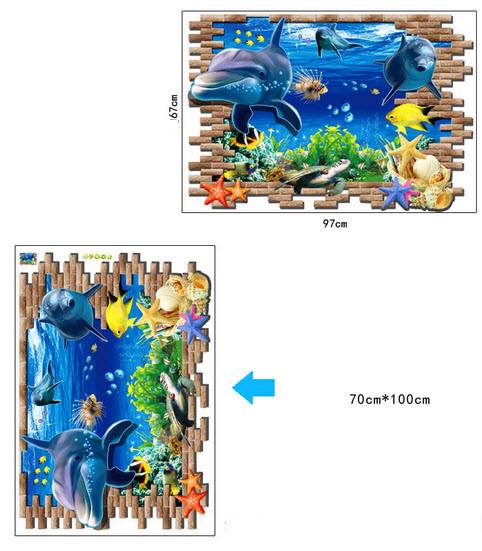 [HCM]DECAL DÁN TƯỜNG CÁ HEO 3D