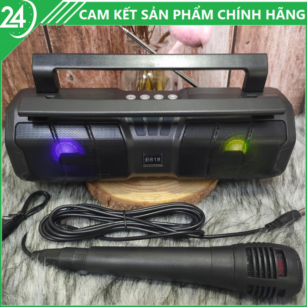 Km-s1 e818 Bluetooth karaoke speaker direct plug wired microphone karaoke speaker LED lamp strobe strong bass battery nice design 5D surround sound