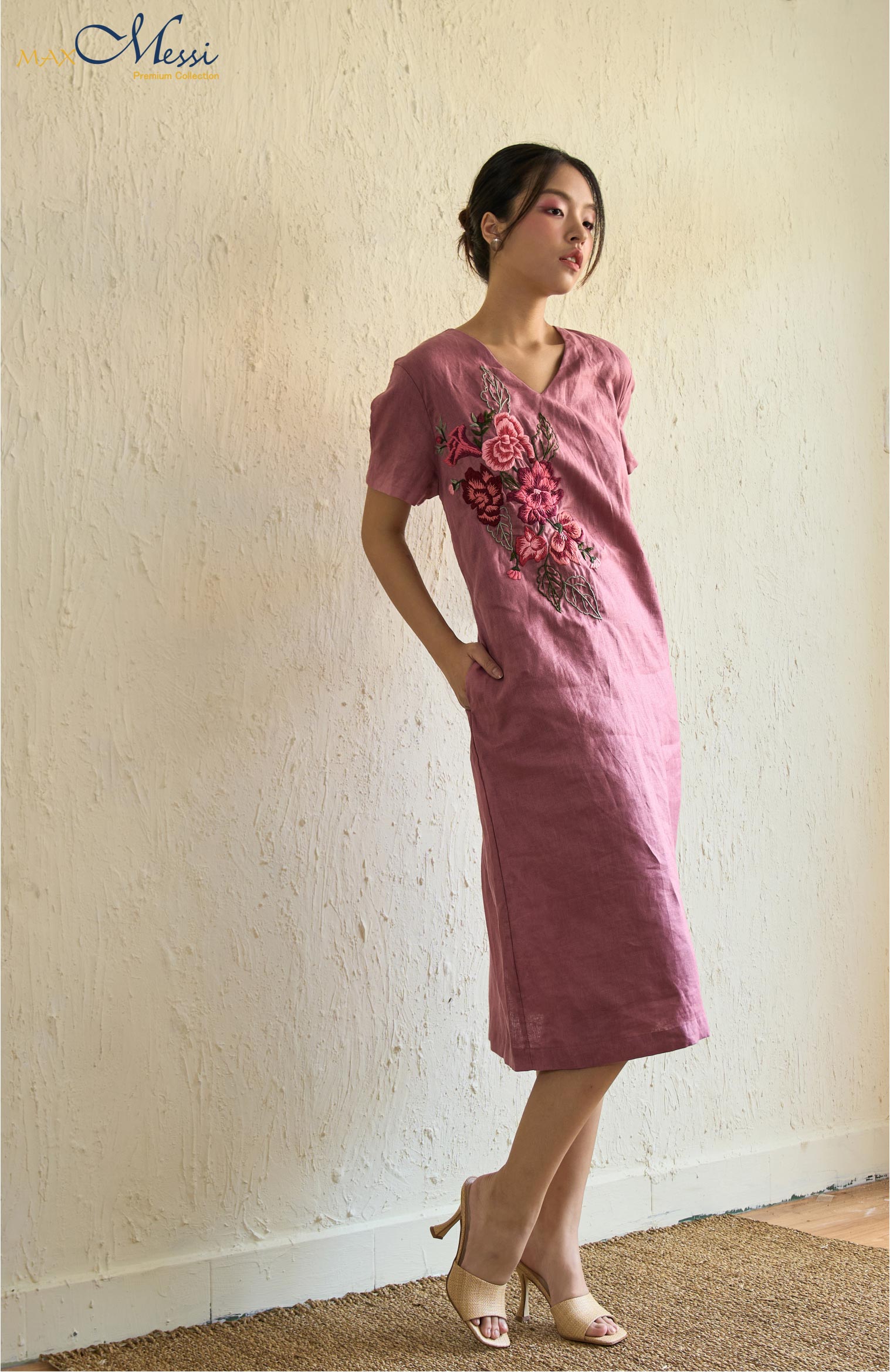 Đầm linen thêu tay VERITY- MaxMessi