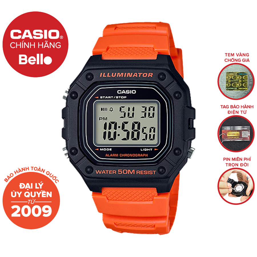 Đồng hồ Casio Nam W-218H-4B2 chính hãng giá rẻ - Bảo hành 1 năm - Pin trọn đời