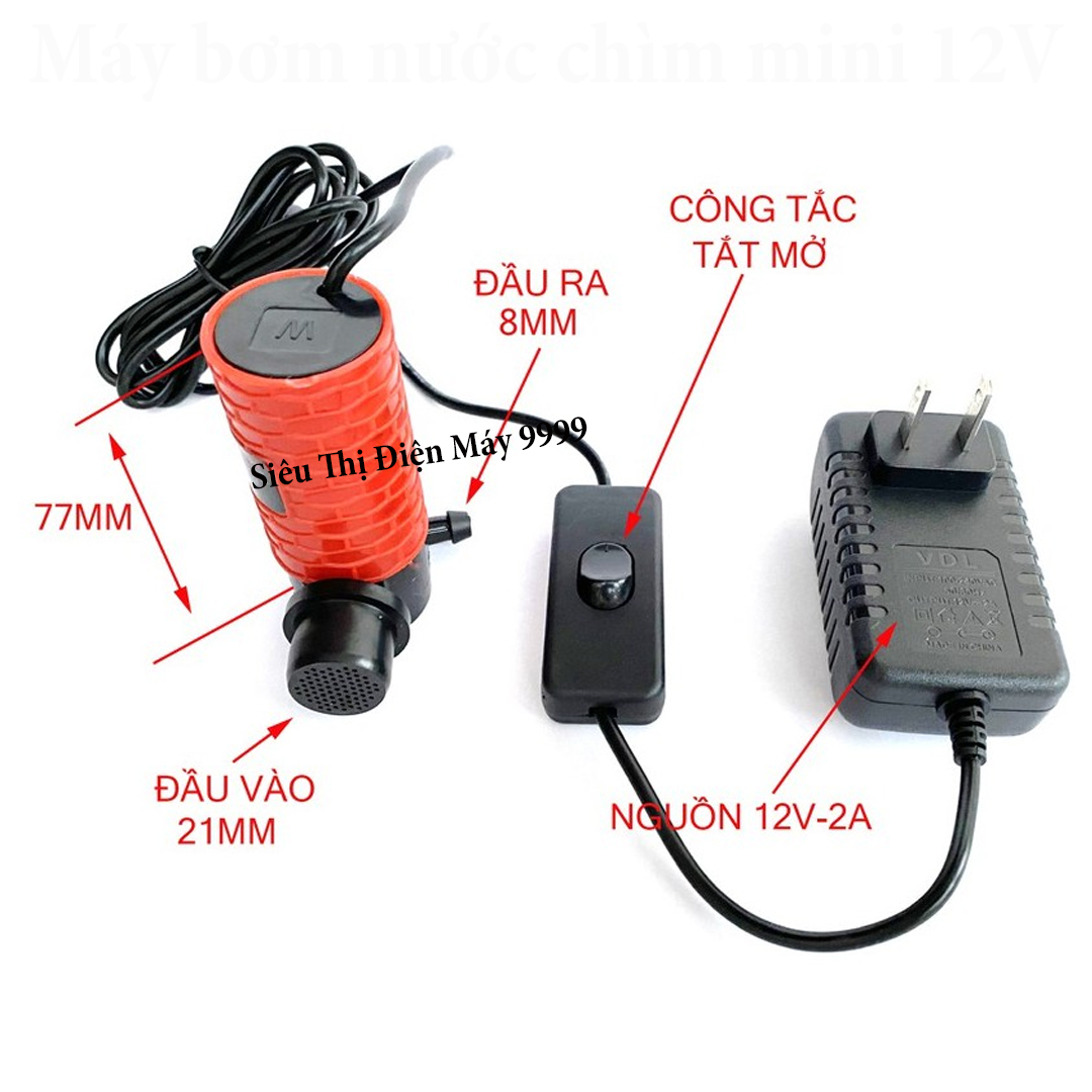 Máy bơm nước mini 12v - 30w bơm nước cắt rãnh tường