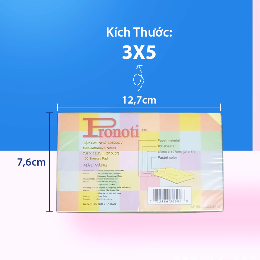 Giấy Note Vàng PRONOTI, Giấy Ghi Chú Nhiều Size, Ghi Chú Thông Tin Nhanh Chống Tiện Lợi