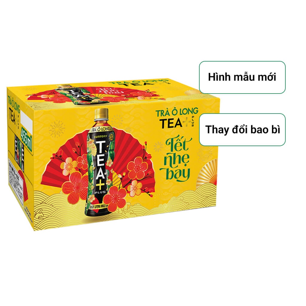 Thùng 24 chai Trà ô long tết tea+plus 455ml
