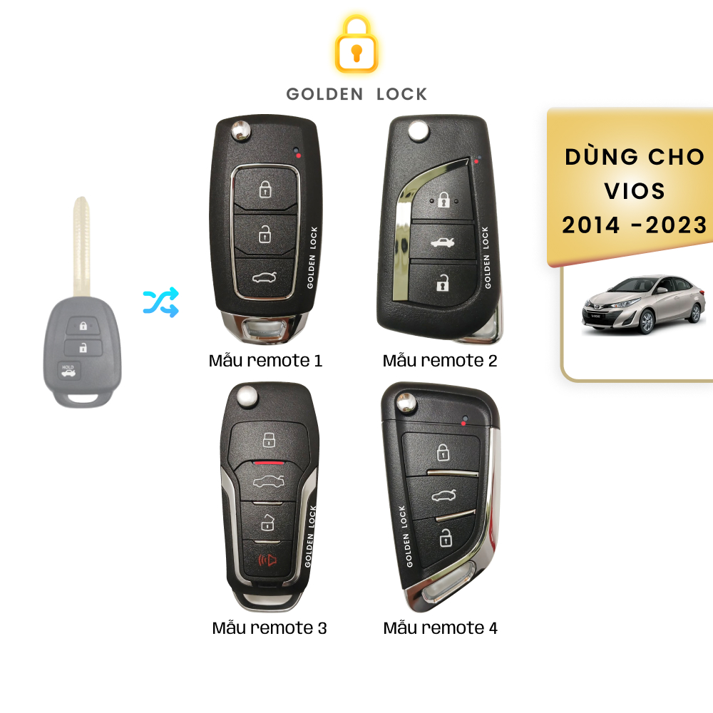Chìa khoá gập Toyota Vios E 2014-2023