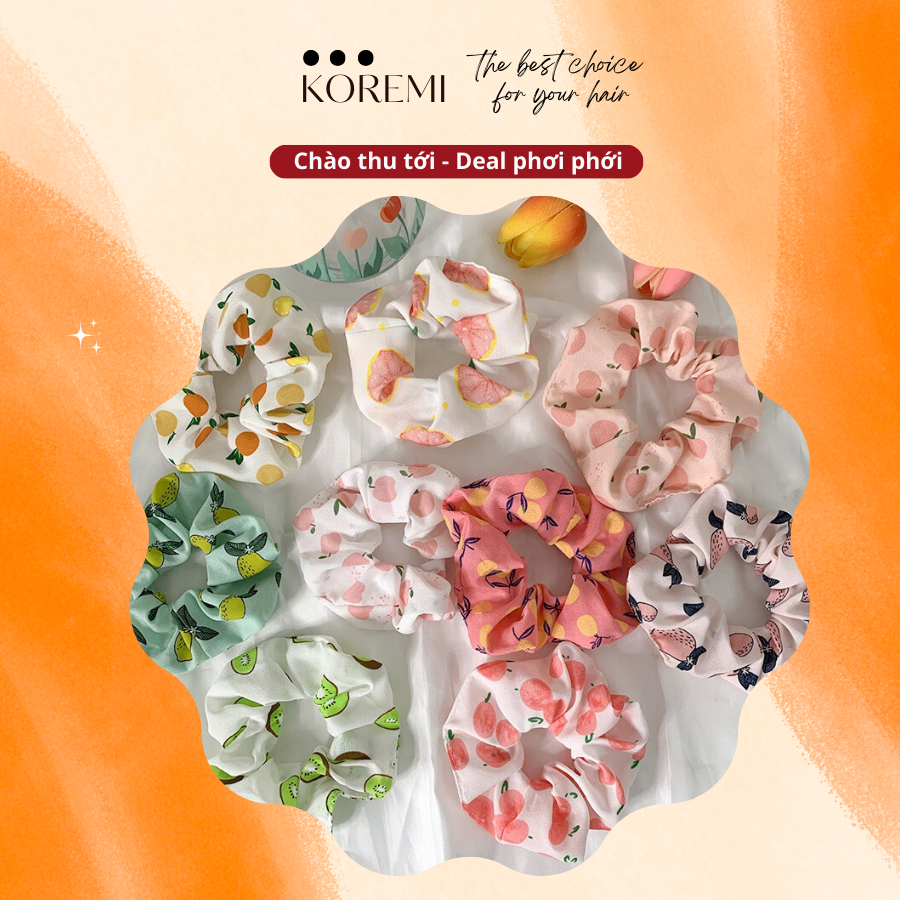 KOREMI Dây Thun Cột Tóc Scrunchies Fruit New Trend Style Hàn Quốc