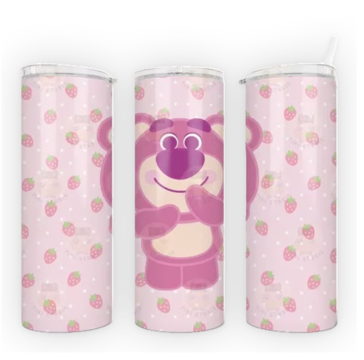 Ly giữ nhiệt gấu dâu Lotso chất liệu inox 304 không gỉ cao cấp, Cốc giữ nhiệt gấu dâu Lotso, bình giữ nhiệt gấu dâu Lotso
