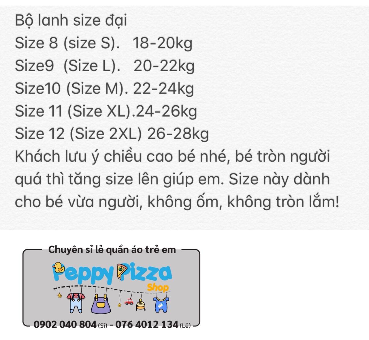 [HCM]Bộ lanh size đại cho bé từ 18-28kg (có bảng size hình cuối)