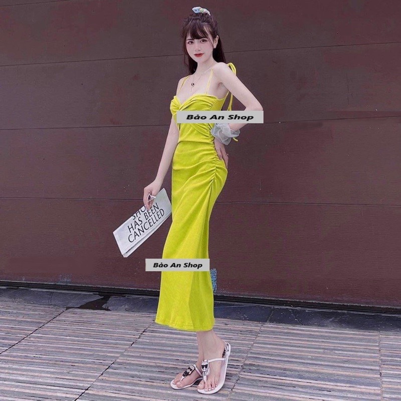 Đầm gân nơ to xoè