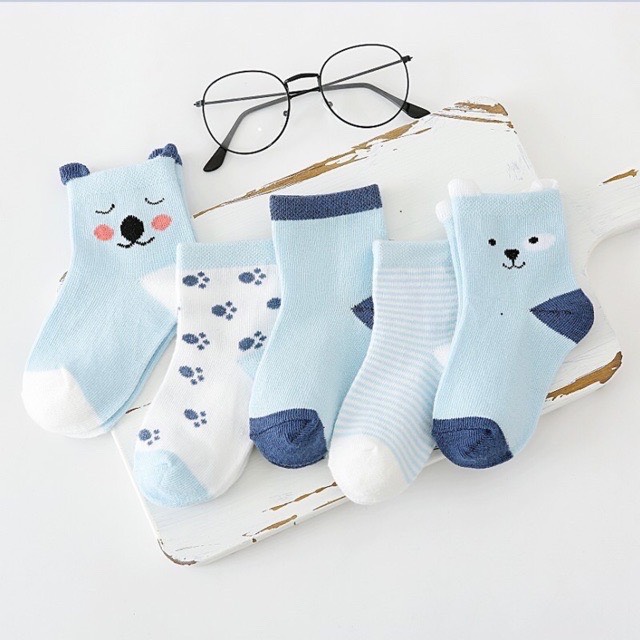 Set 5 đôi tất vớ cổ cao cho bé