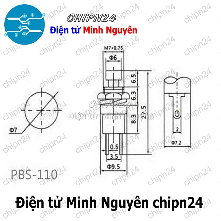 [2 cái] (F75) Nút nhấn Nhả PBS-110 Xanh Lá (phi 7mm) (Tự nhả, đề reset) - HH001854