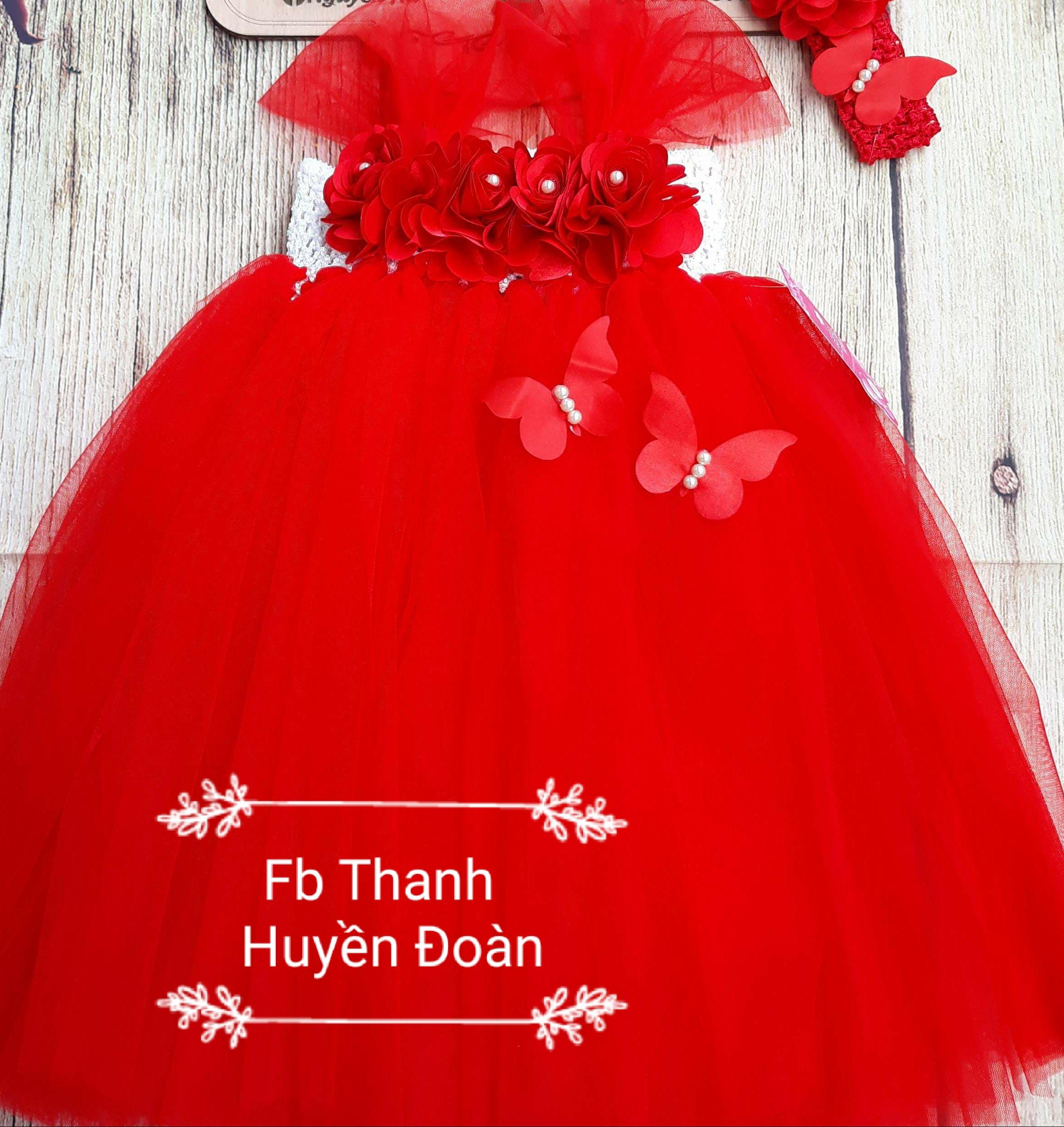 Váy Tutu công chúa Màu đỏ hoa to