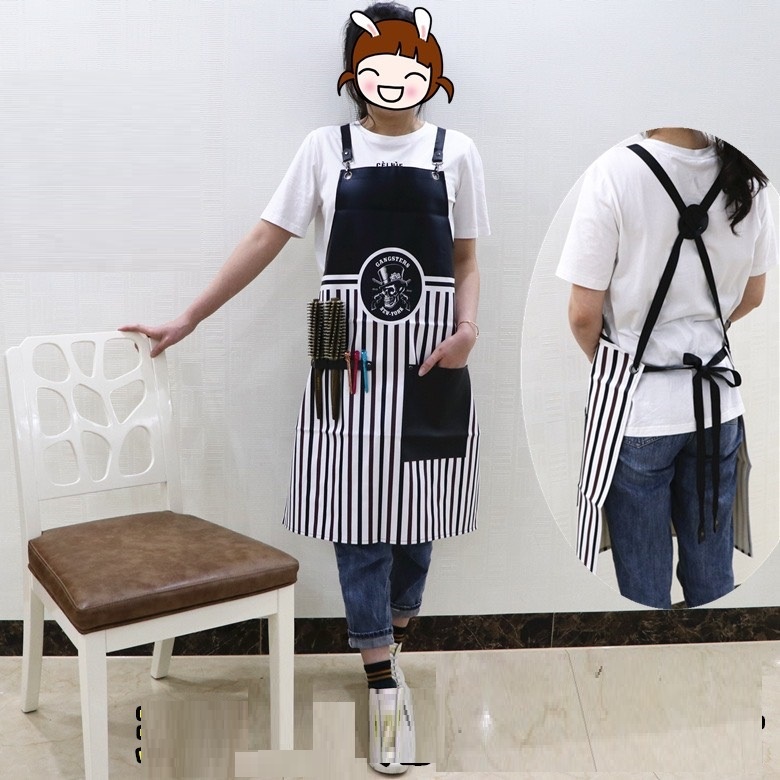 Tạp Dề Cắt Tóc Nam Barber Vải Sọc Chuyên Nghiệp Cho Barbershop