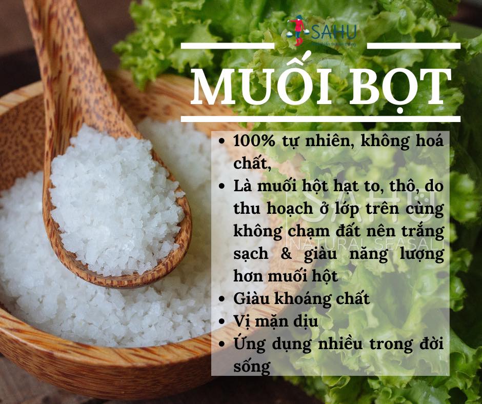 Muối hạt bọt sa hu 1kg- natural sea salt- coarse salt -giàu khoáng chất /vị mặn dịu, hậu ngọt - thuần nông