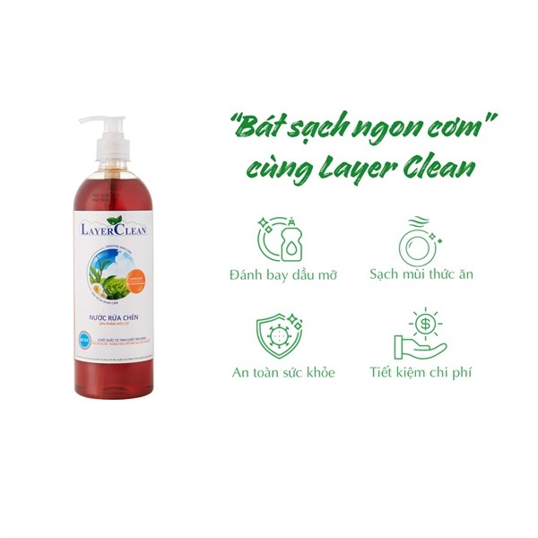 Nước rửa chén bát hữu cơ Layer clean 800ml – Hương Quế