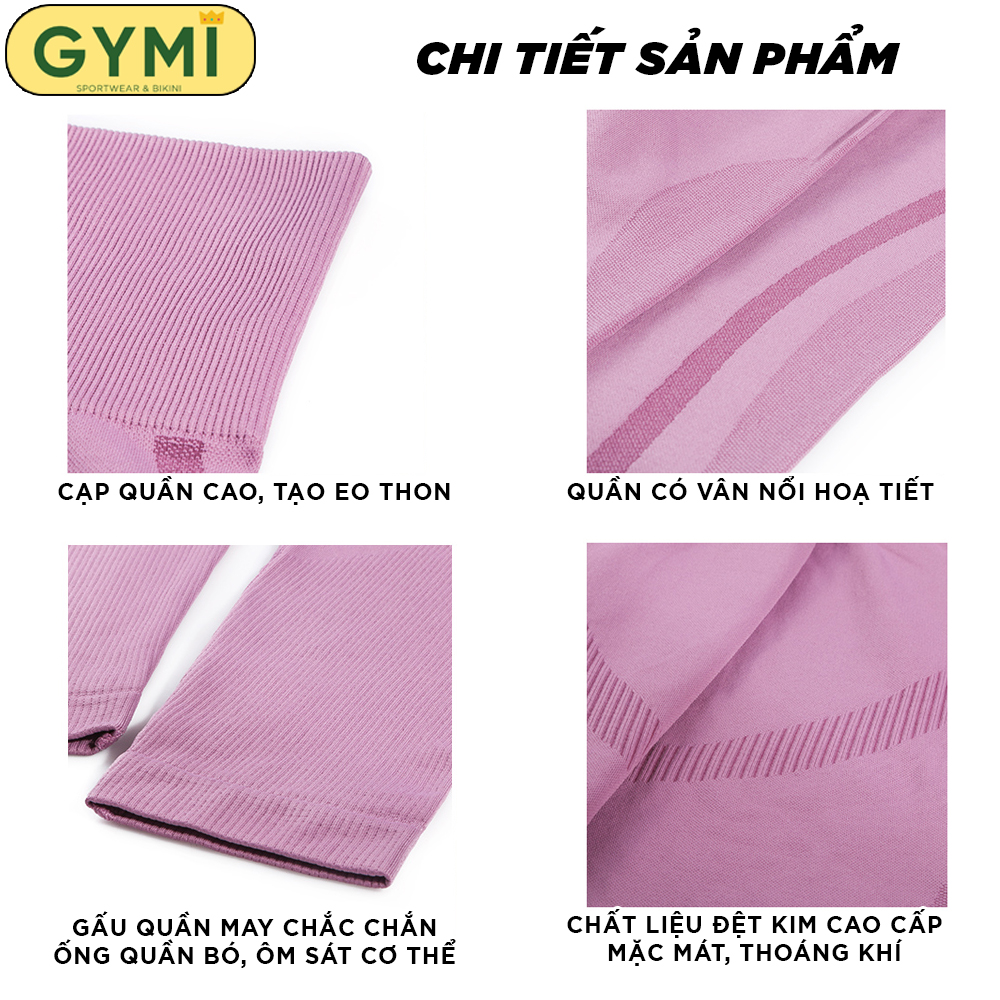 Quần tập Gym Yoga Nữ GYMI QD14 Lưng cao Nâng mông chất dệt kim cao cấp hoạ tiết vân nổi bật 2 ống quần, quần thể thao quần thể dục quần Yoga