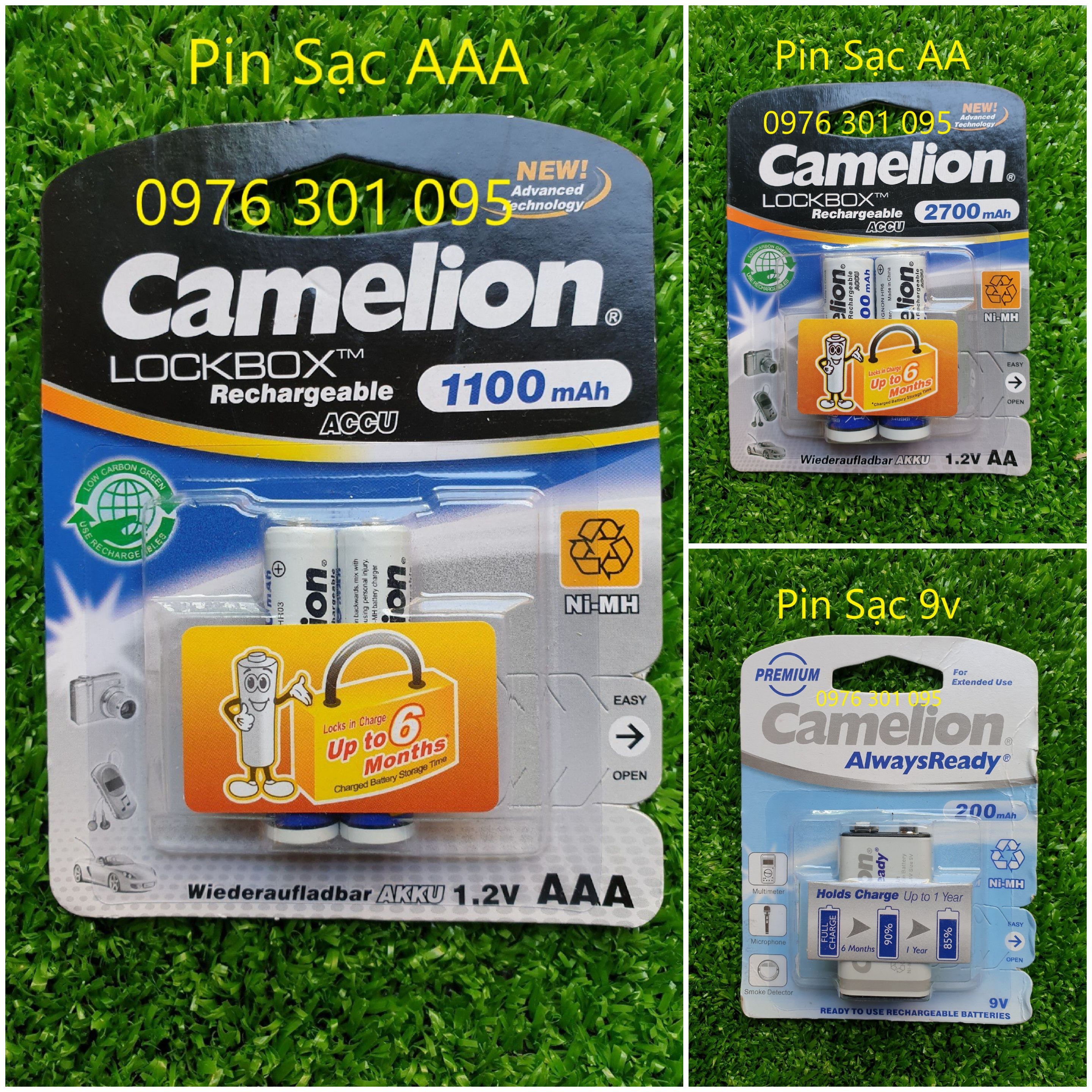 [CAMELION] Pin Sạc AA, AAA, Vuông 9V Thông Dụng