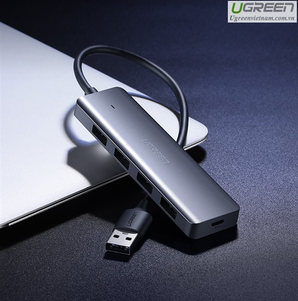 Hub chia 4 cổng USB 3.0 hỗ trợ cấp nguồn Micro USB  Ugreen 50985 cao cấp