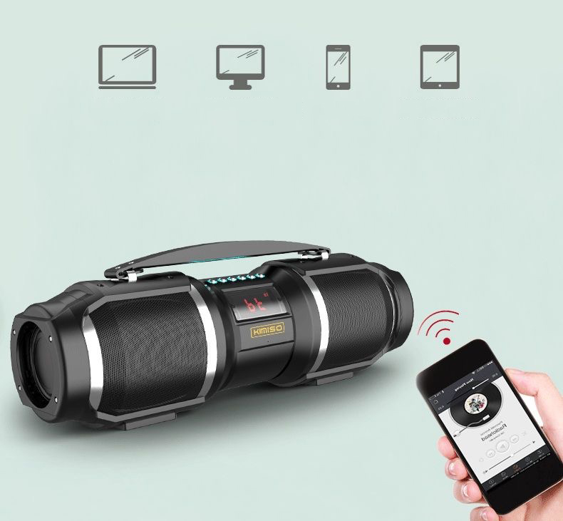 [ HOT 2020 ] Loa bluetooth karaoke kèm micro KIMISO T1S Loa Kẹo Kéo Xách Tay Bluetooth Kimiso T1S Cao Cấp 2 Loa Bass 1 Tấc, Loa Bluetooth KIMISO T1S công suất 60W hỗ trợ USB/TF/AUX/FM - âm thanh siêu to cực hay,(Tặng Kèm Míc )