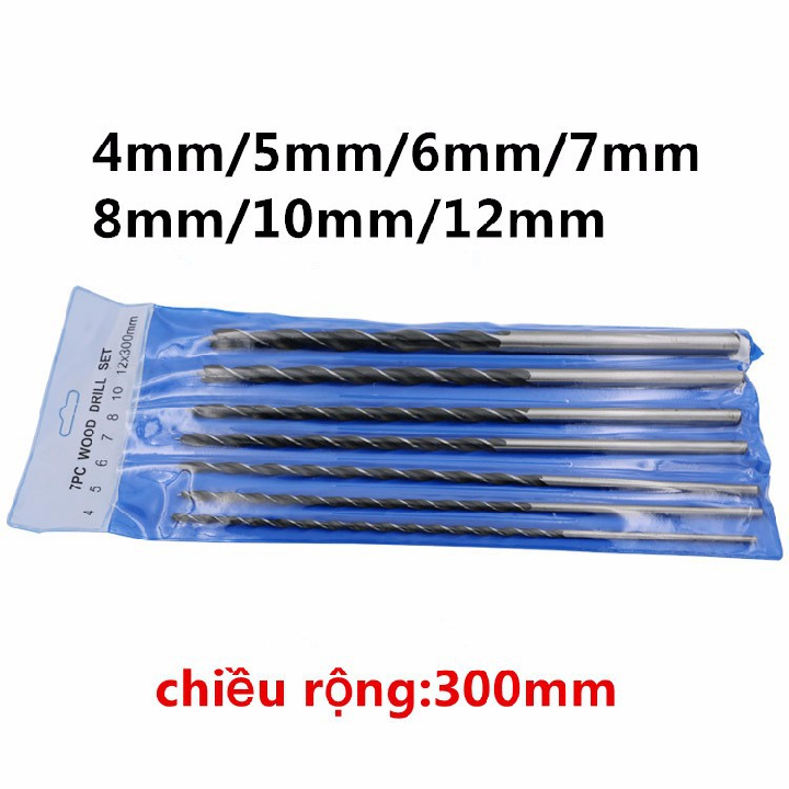 Mũi khoan gỗ dài 300mm.bộ 7 cây