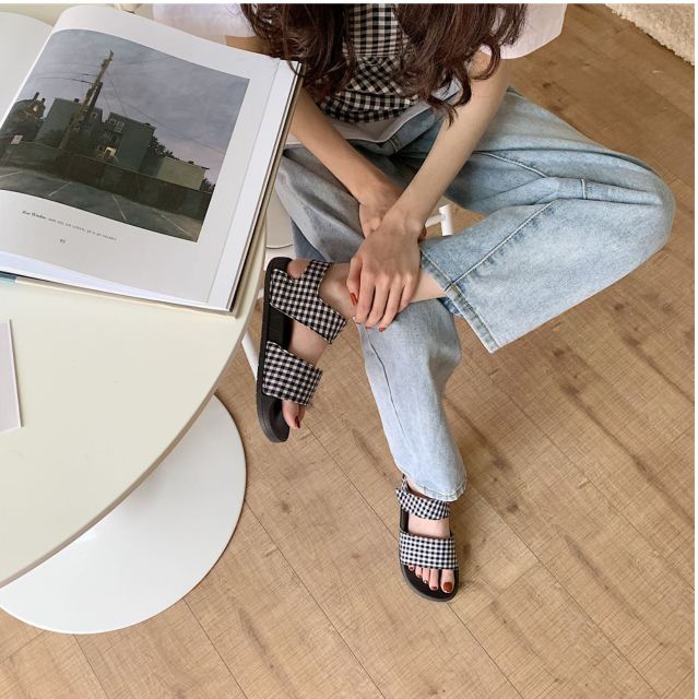[HCM]( FREESHIP MAX ) Giày sandals nữ caro ulzzang - US174