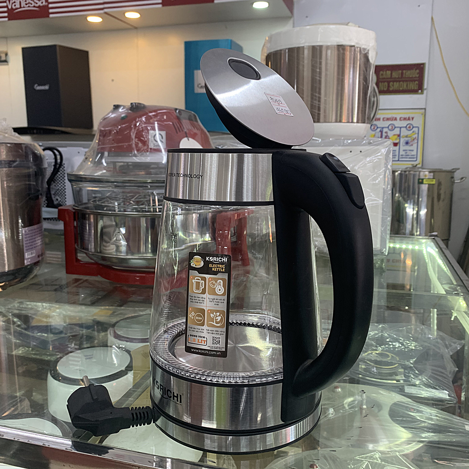 Ấm Siêu Tốc 1.8L KORICHI [ Bảo Hành 1 Năm ] - 70419 - Ấm đun nước - Dây rút
