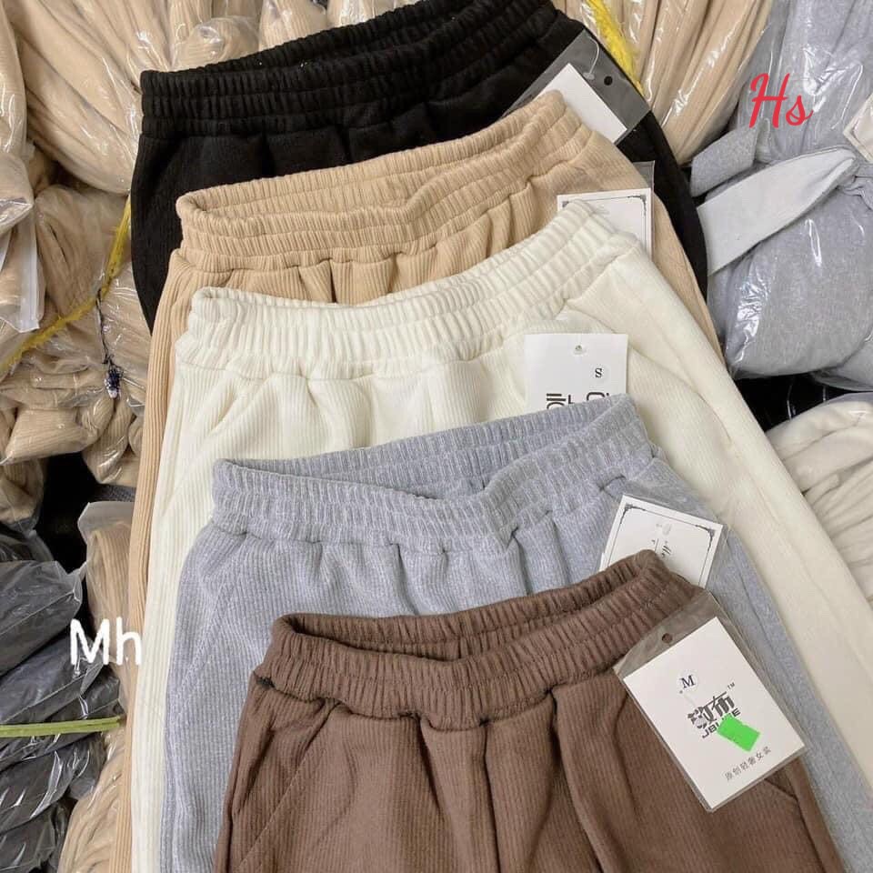 Quần jogger nữ chất nỉ nhung tăm dày dặn