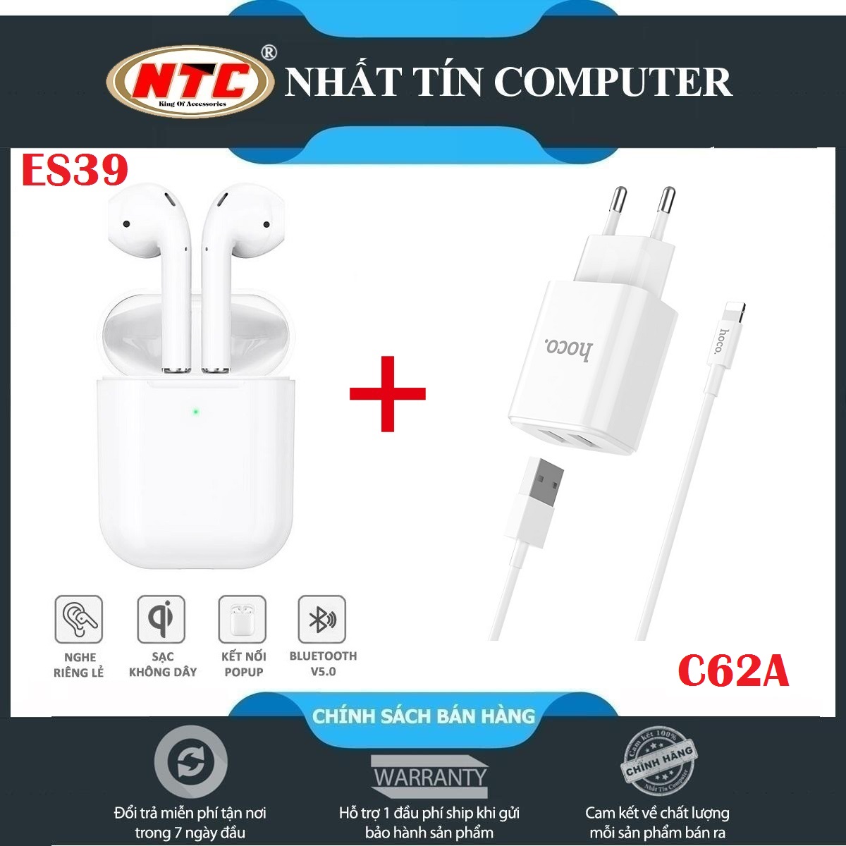 Tai nghe Bluetooth True Wireless Hoco ES39 Original series V5.0...