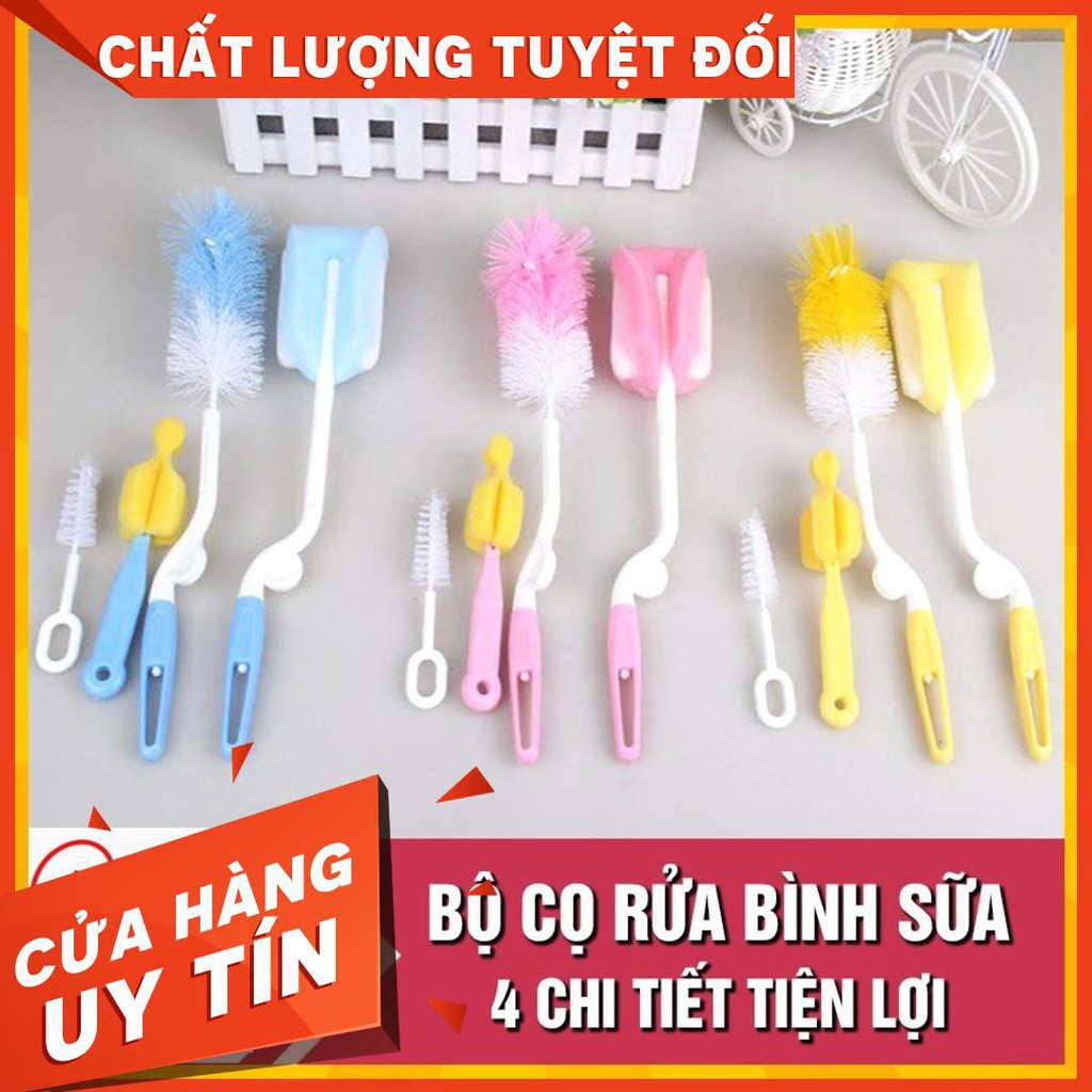 Bộ 4 Chi Tiết Cọ Rửa Bình Sữa Và Núm Ti, Cọ Cốc Moonship