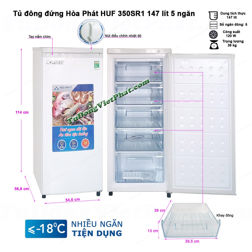 [HCM]Tủ đông đứng Hòa Phát 147 Lít HUF-350SR1 ngăn (Miễn phí giao tại HCM-ngoài tỉnh liên hệ shop)