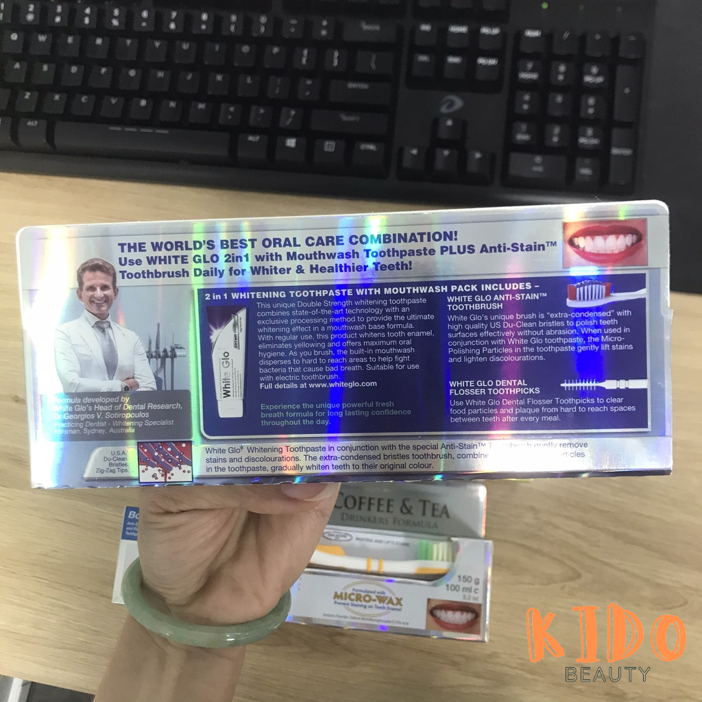 White Glo 150g toothbrush set (red/purple/blue/yellow/white)