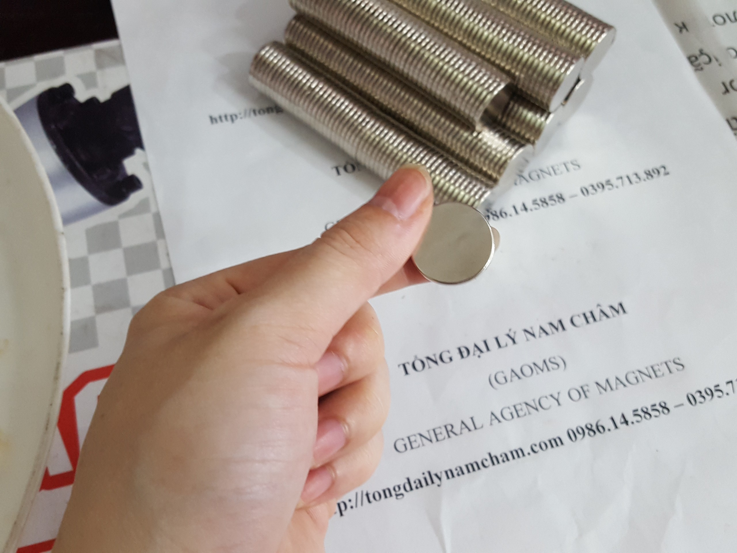 Nam châm trắng 20x2mm-10 viên