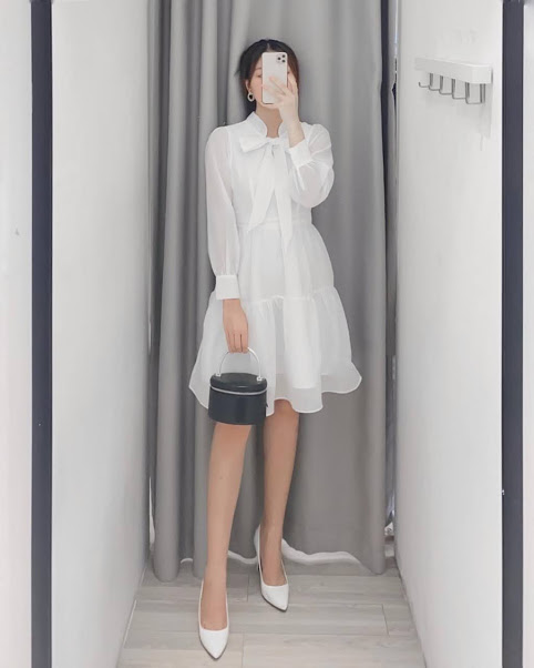 ĐẦM DỰ TIỆC BABYDOLL CỘT NƠ