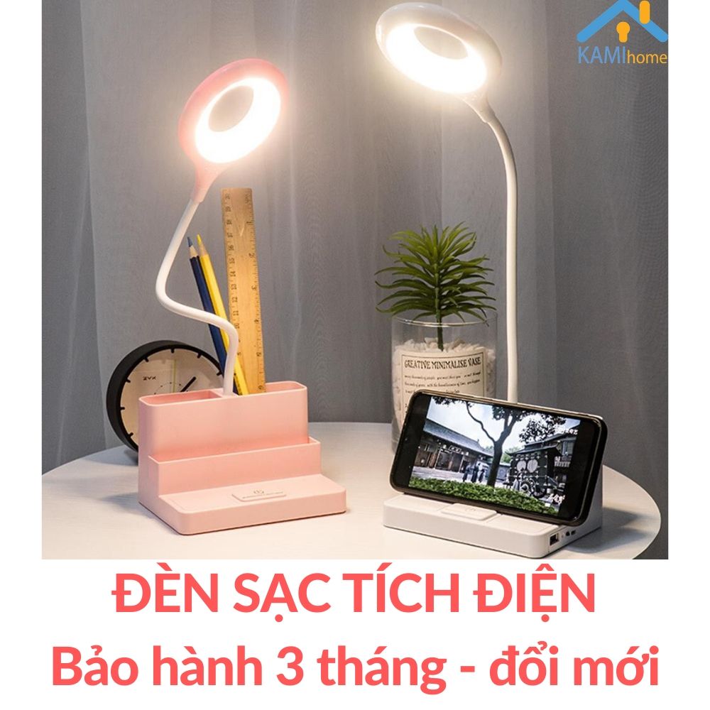 Đèn học để bàn sạc tích điện cổng USB có Giá điện thoại Mã 36016 led Moonshop chống cận thị và đọc sách cho học sinh và làm việc den de ban hoc sac tich dien