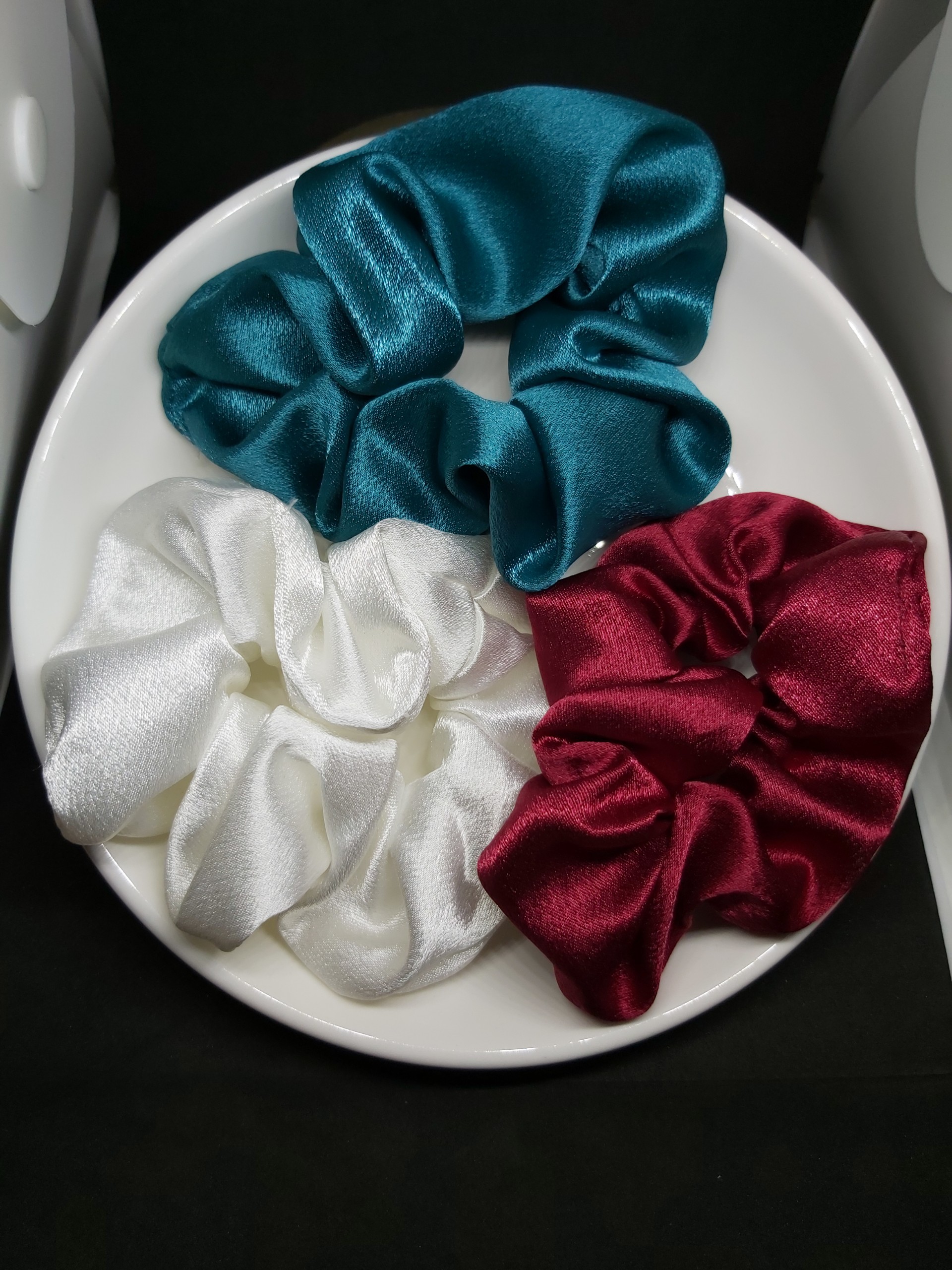 Chun buộc tóc scrunchies vải satin lụa ánh kim