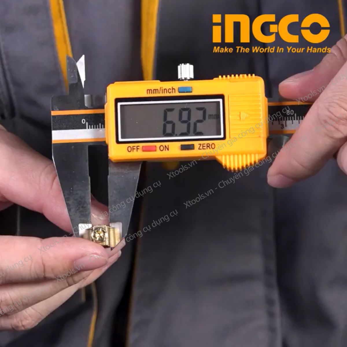 Thước kẹp điện tử HDCD01150 thước đo đường kính điện tử vỏ thước bằng nhựa. thay đổi số liệu đo hiển thị mét, inch