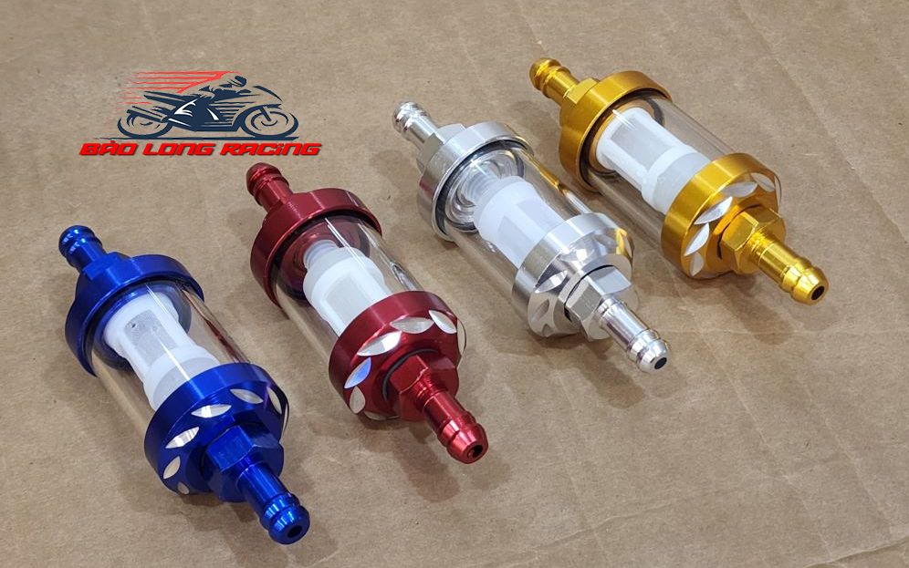 Lọc xăng thủy tinh trong suốt (màu Đỏ)