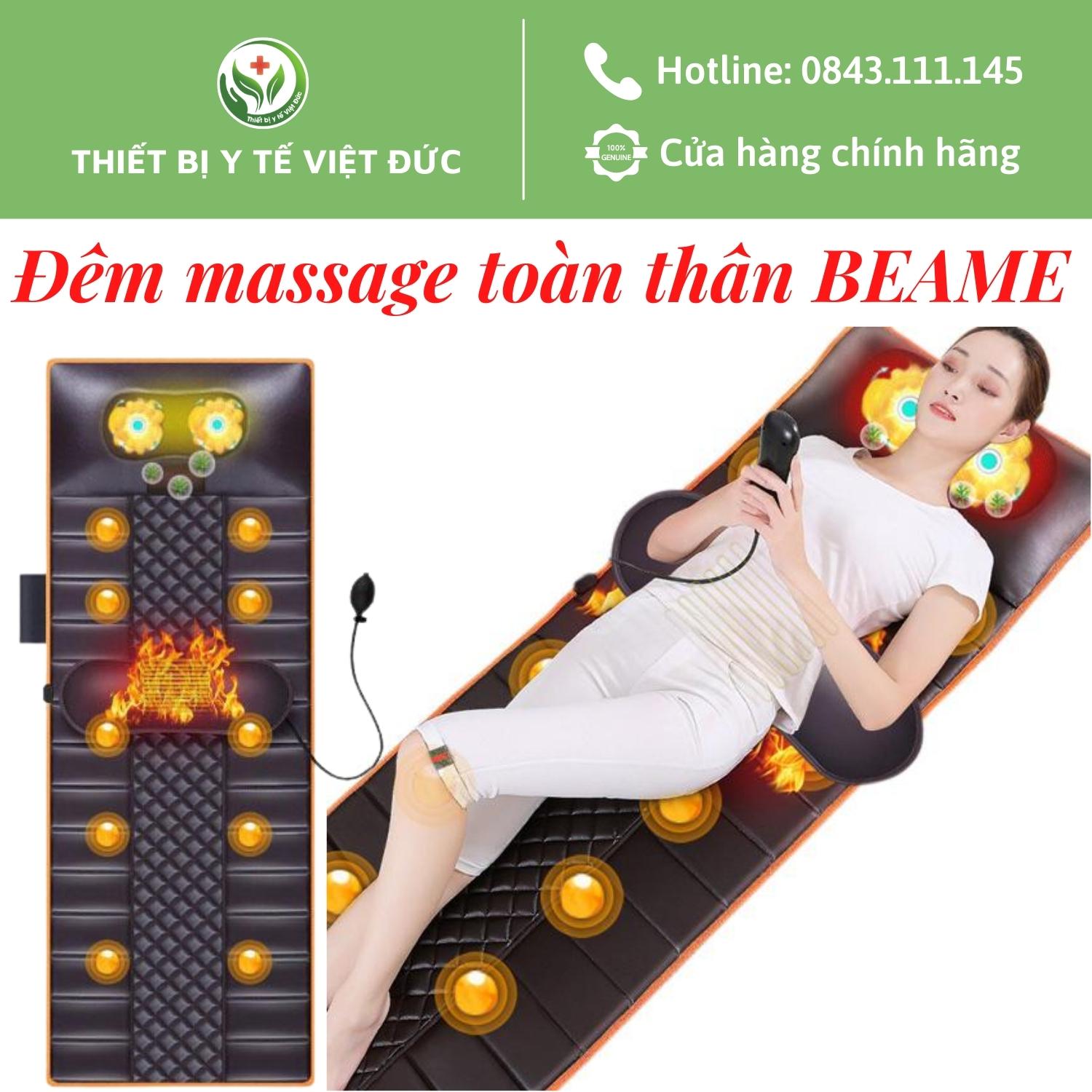 Nệm Massage Toàn Thân, Đệm Mát Xa Toàn Thân Hồng Ngoại BEAME Cao Cấp Với 20 Con Lăn 4D Massage Vùng Cổ Vai Gáy Làm Dịu Vị Trí Đau Nhức  Kết Hợp 10 Động Cơ Rung Massage Toàn Thân