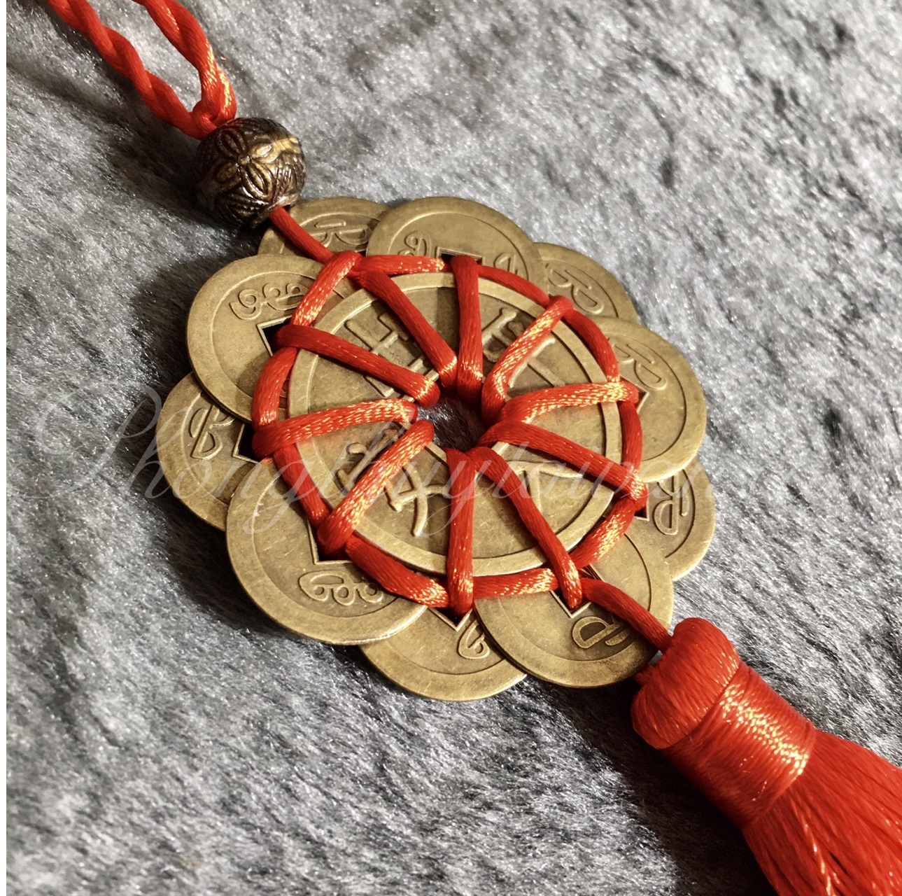 Wire flower coin plum cross full copper 30cm -plum blossom 10 coin gold/Red