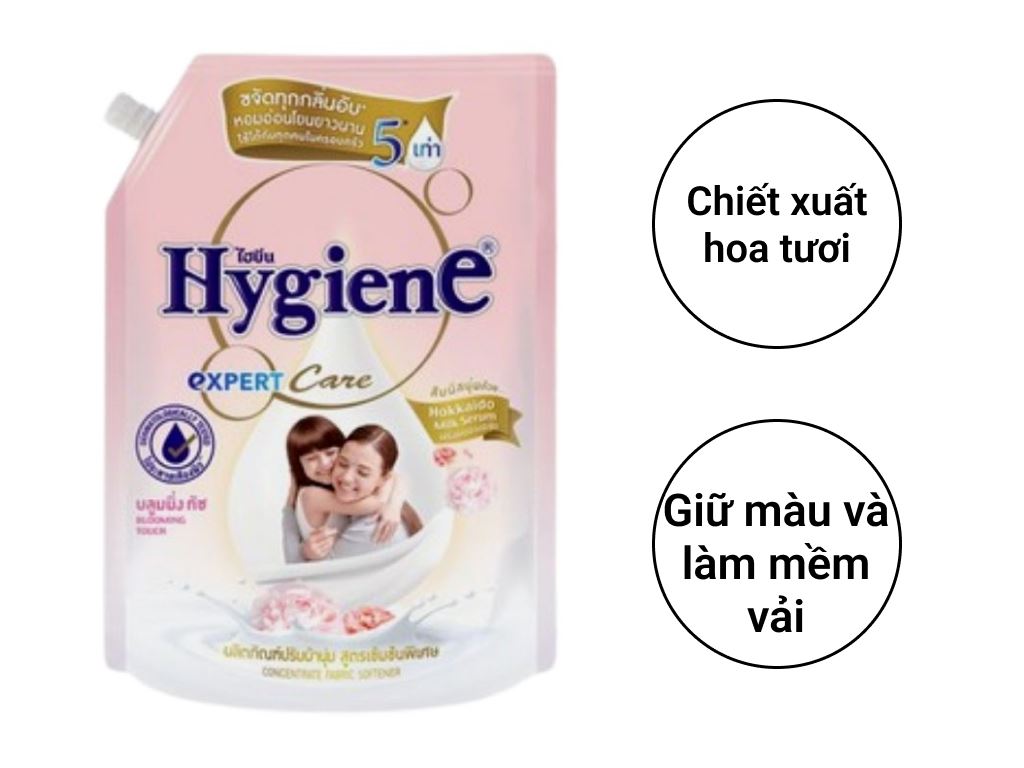 Nước xả vải Hygiene đậm đặc Blooming Touch túi 1.3 lít