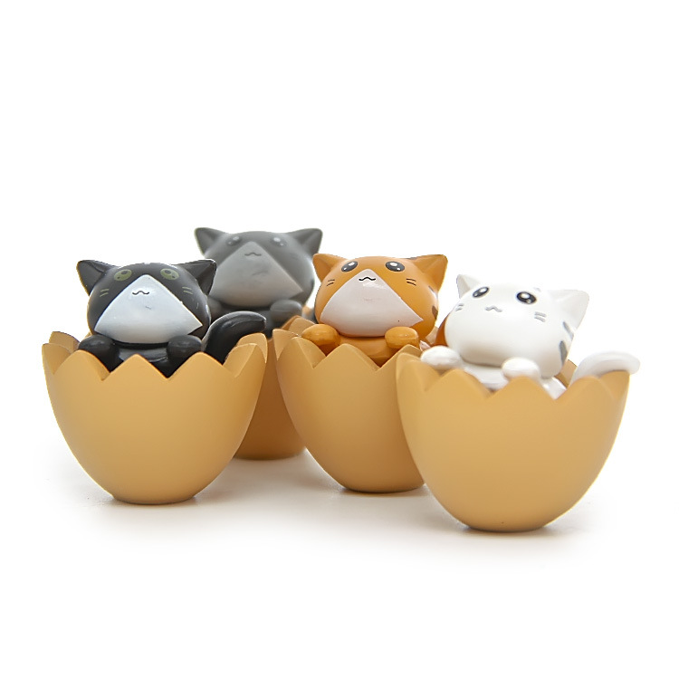 (CHỌN MÀU) Phụ Kiện Mô Hình Mèo Con Ngồi Trong Vỏ Trứng Trang Trí Tiểu Cảnh Terrarium, Bonsai, Móc Chìa Khóa, DIY