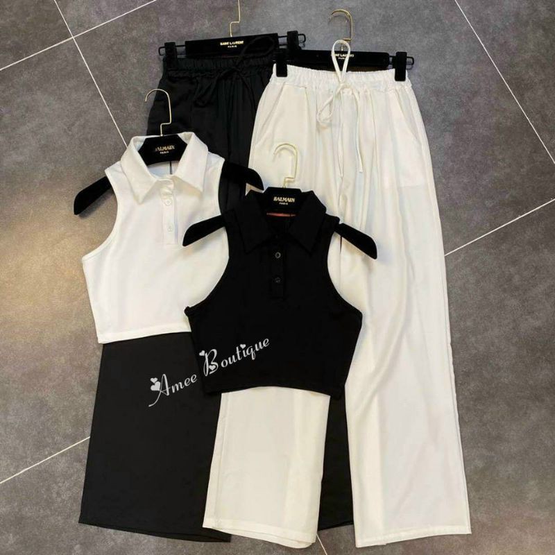 Áo Sát Nách Ba lỗ Cổ Bẻ Croptop Chuẩn Đẹp