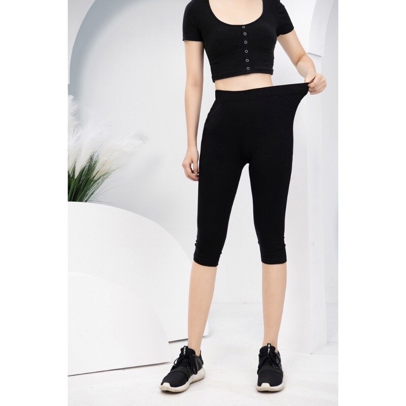 Quần legging Ngố cuộn Hồng siêu co giãn- dễ mặc